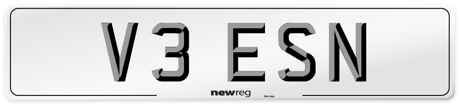 V3 ESN Number Plate from New Reg
